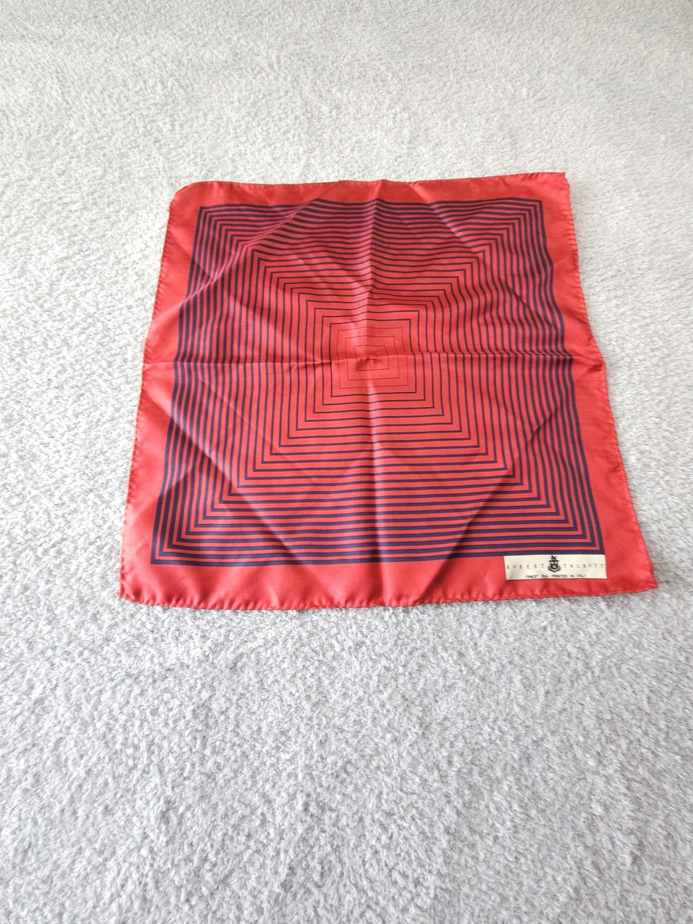 Robert Talbott Red and Navy Silk Square Scarf